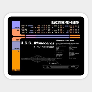 Computer Readout Showing U.S.S. Monoceros Scout Ship Sticker